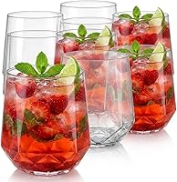 Vista 18 de Oojami 40 vasos de 12 onzas irrompibles de plástico sin tallo, para vino, champán, whisky, elegantes, duraderos, desechables, para interiores