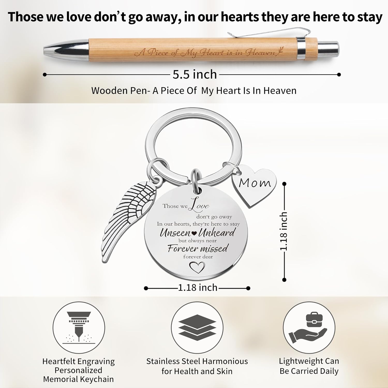 Letter to My Husband in Heaven Leather Journal Sympathy Gifts for The Loss Of Husband, Leather Journal A5 Notebook and Angel Keychain, Bereavement Memorial Travel Photo Diary With Wood Pen