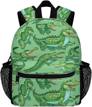 Kids Mini Backpack 12 Inch Cartoon Crocodiles Backpack Schoolbag Preschool Kindergarten Children Bag Nursery Travel Bag for Toddler Boys Girls Age 3-7