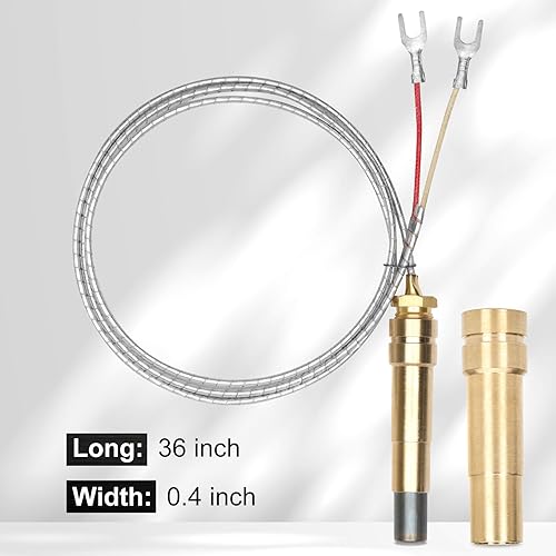 Miniatura 2 de Pontuss Termopila de 750 milivoltios de 36 pulgadas, adaptador piloto PG9 reemplazable, generador de termopila de aluminio para calefacción de rango