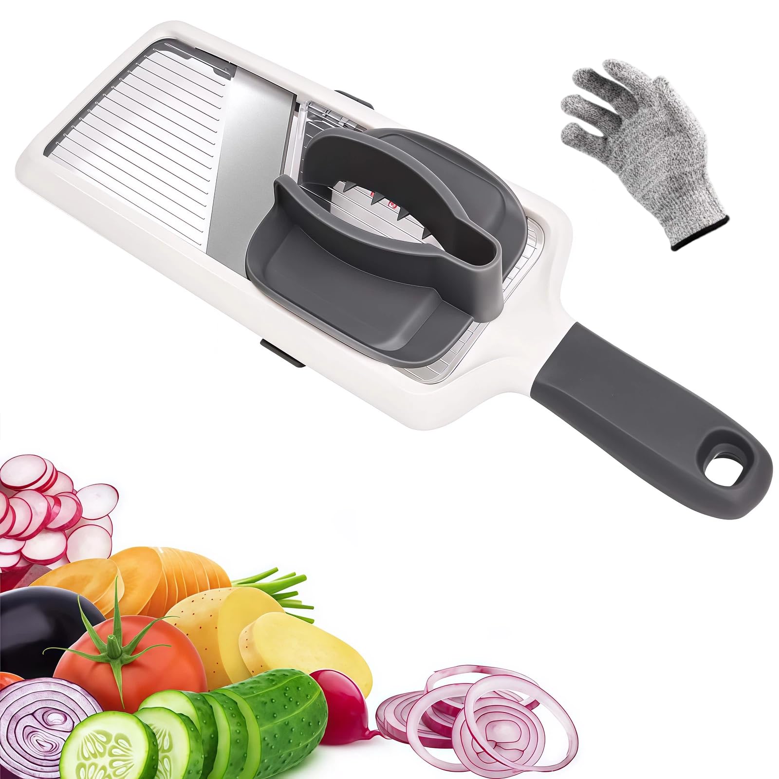 SunnySanji Handheld Mandoline Slicer, Adjustable Mandoline Vegetable Slicer with Safety Guard&Lock, Stainless Steel, Mandolin, Cabbage/Cheese/Onion/Potato/Apple/Lemon Food Slicer, 3-Slice Thickness — image 1