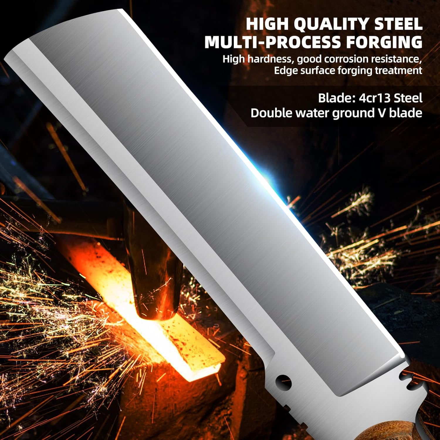 Machete with Sheath for Cutting Trees Heavy Duty, for Yard Work and for Bushcrafting Knife Sickle for Clearing Brush Garden Tools Construction Blade (Yellow Chicken Wing Wood Handle)