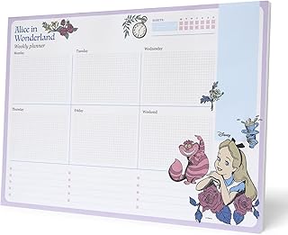 Grupo Erik Wochenplaner Block A4 Kalender Planer Disney Alice im Wunderland Tischkalender Block - Kalender Planer - Tischplaner A4 - Tischkalender ohne Datum - Schreibtischunterlage Papier