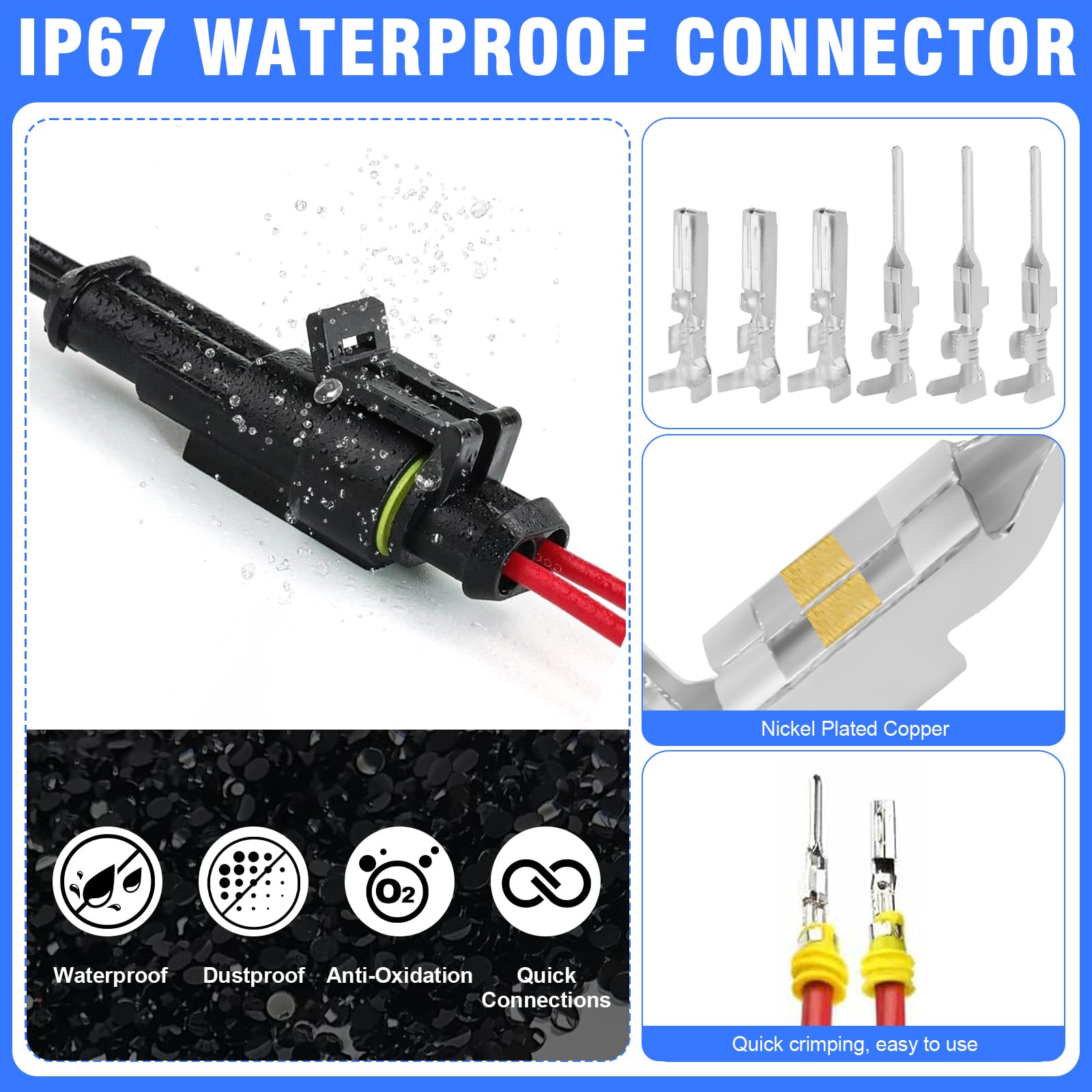 731PCS Juego de pinzas para engarzar cables, Set Alicates Terminales Electricos 0.5-2.5mm², Crimpadora Terminales electricos, Alicates de Terminales con Enchufe de Conector Electrico Impermeable