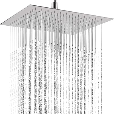 STrighter Large Rain Shower Head, 12 Inch High Pressure Round Stainless Steel 304 Shower Head With Polish Chrome Finish, Ultra Thin Adjustable Angles