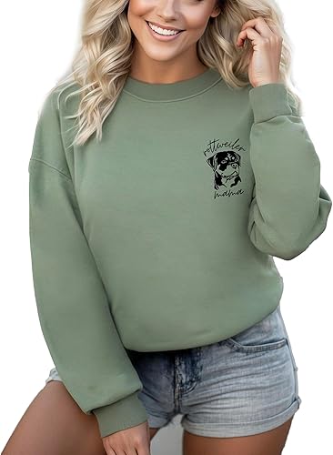 Miniatura 5 de Rottweiler - Sudadera de manga larga con cuello redondo y cuello redondo para mujer, diseño de perro rottweiler, diseño de cachorro y mamá, color