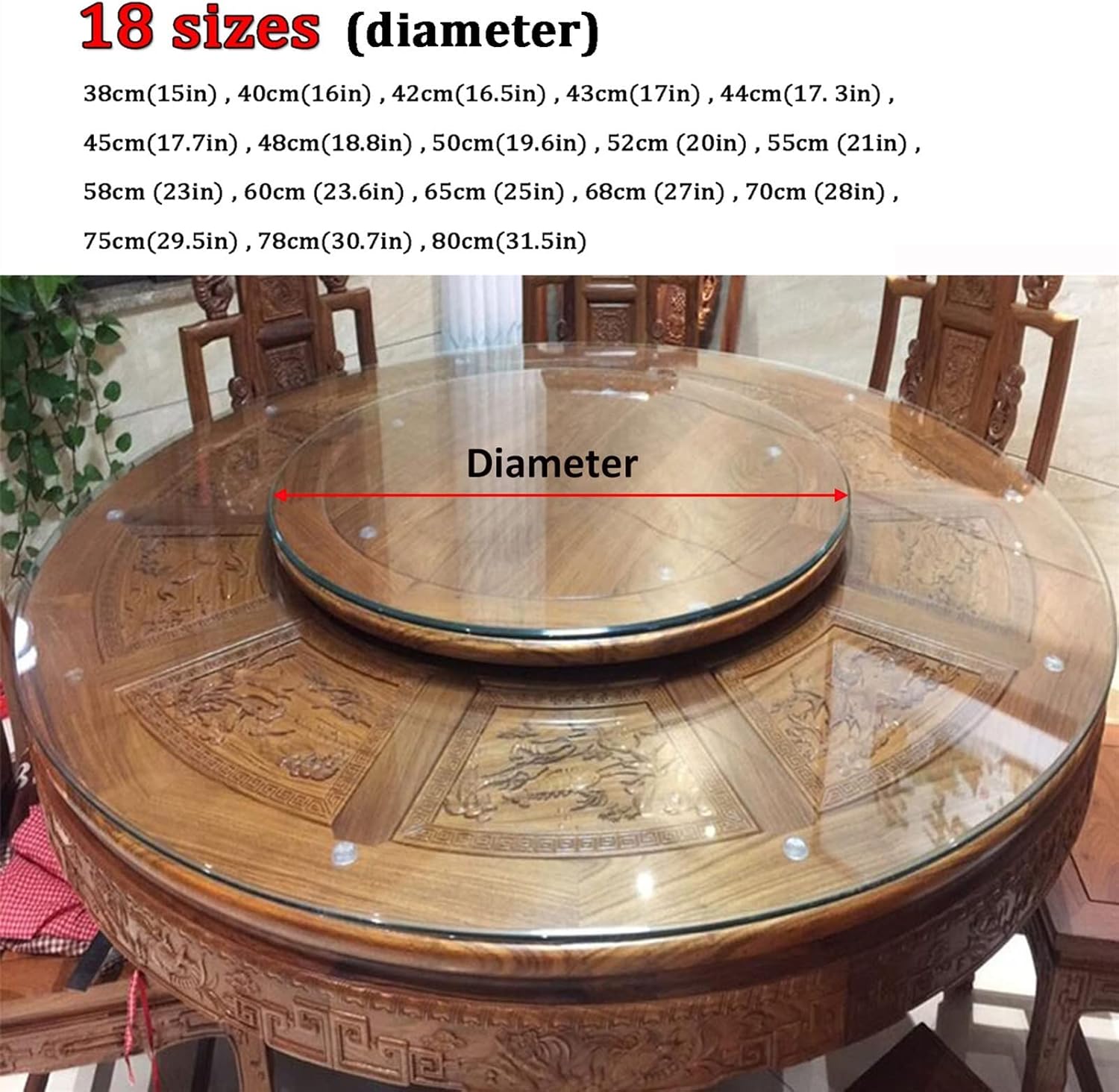 Tempered Glass Table Top,1/3 Inch Thick,Good Stability,Not Fragile,Plate Glass,Change The Table and Negotiate The Table Top,Round Glass Top Ø17in 23in 27in 28in 30in, Easy to Install