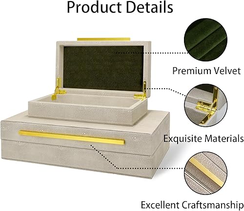 Miniatura 5 de Sanfubox Caja Decorativa Moderna de Cuero Sintético Shagreen, Cajas de Almacenamiento Decorativas con Tapas para Decoración del Hogar, Organizador