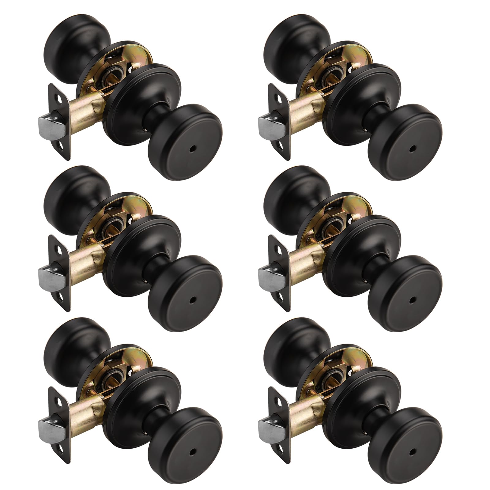 Black Door Knobs with Lock - Privacy Design -1