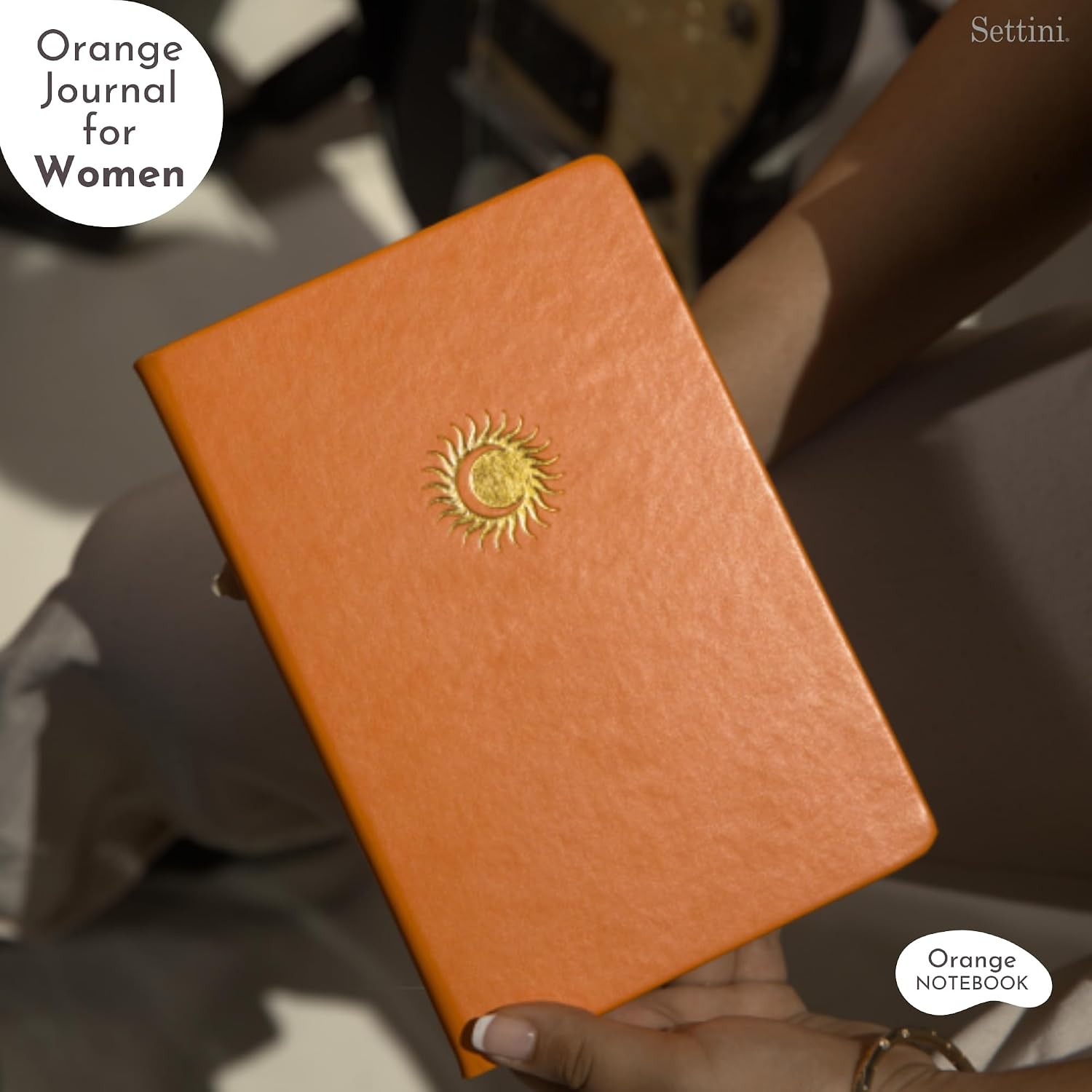 SETTINI® Lined Vegan Leather Journal A5 192 Pages, Orange Sun image 4