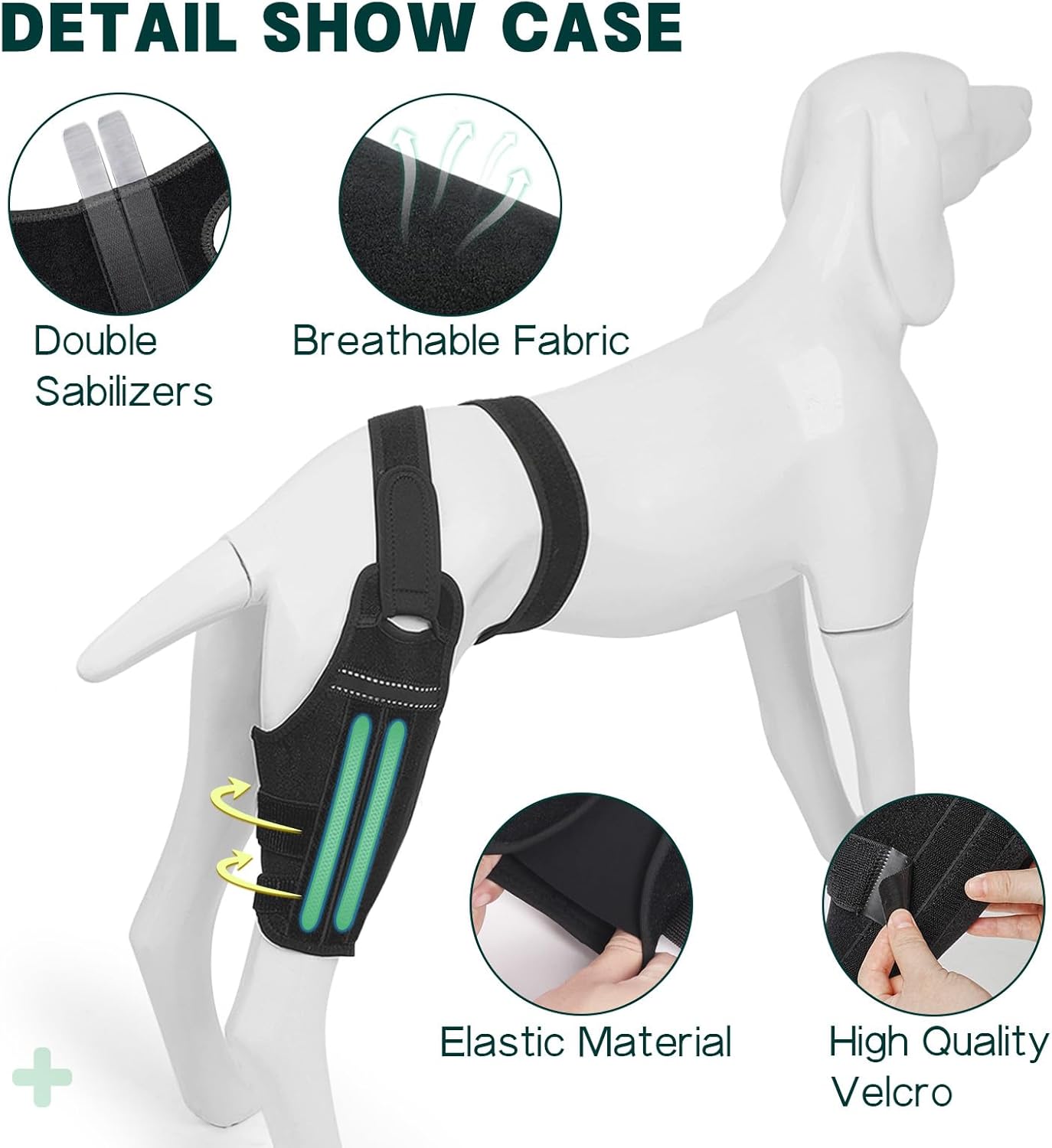 Dog Knee Brace for Torn ACL Hind Leg – Support Dog Leg Brace for Back Leg with 2 Stabilizers, Adjustable Hip Support to Reduces Pain Luxating Patella, Ligament Injuries, CCL (Left Leg, XL)