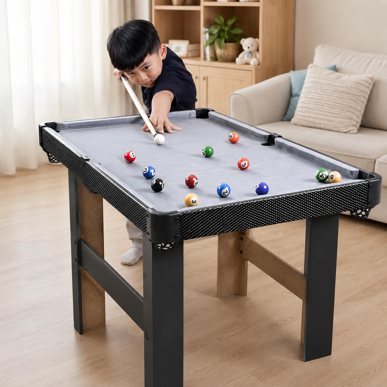predolo Mini Table Billard Américain Pliable Bois, 83 cm, Enfants & Adultes, Accessoires Complets