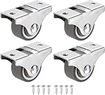PATIKIL 2" Rigid Fixed Caster Wheels, 4 Pack Silent Plate Casters with M4 Screws Total Load Capacity 132 Lbs for Furniture Workbench Cart Trolley One Direction Rolling, Brown