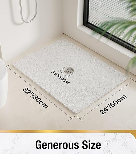 Miniatura 49 de HITSLAM Tapete de ducha cuadrado, tapete de baño antideslizante de 24 x 24 pulgadas para bañera, tapete de bañera de PVC suave con agujeros