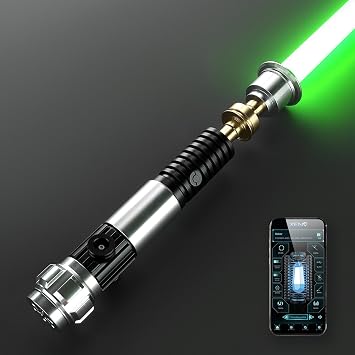 DAMIENSABER RGB V3 Dueling Light Saber, Motion Control Smooth Swing Light Sabers,16 Sound Fonts Saber with Infinite Color Changing-Obiwan Light Saber for Adults,Metal Hilt Rechargeable Pogo Core