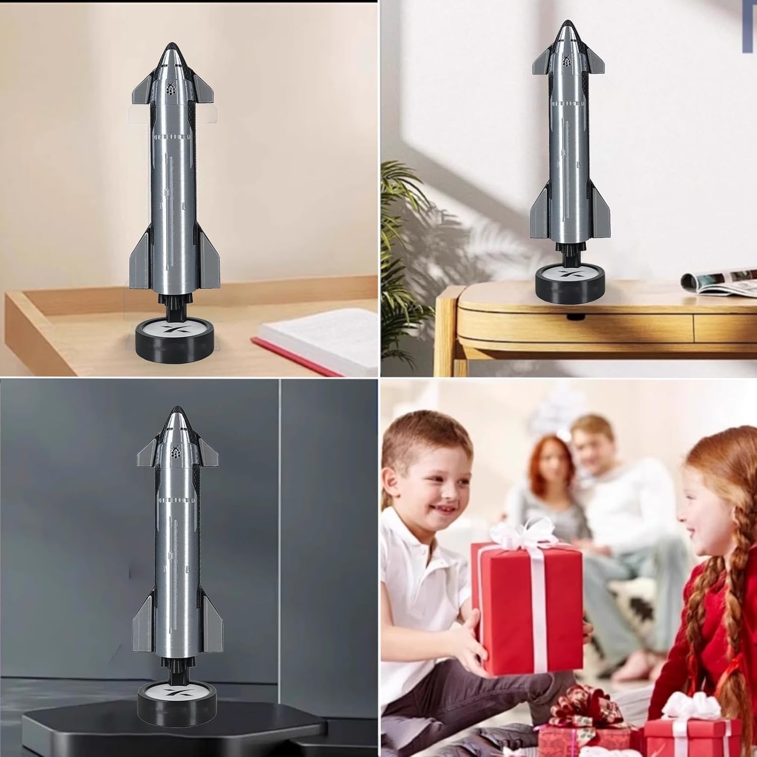 SpaceX Starship Rocket Model with Tail Flame Lamp Effect, NASA Rocket Model Desktop Ornament, Aerospace Collectible Ideal Gift for Adult Space Lover, High 31cm