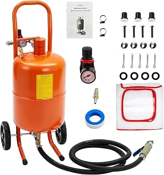 Sand Blasting Machine 5 Gallon - Portable Abrasive Blaster Kit with 4 Ceramic Nozzles, Oil-Water Separator & 60-110 PSI Pressure - for Paint Removal, Stain Cleaning, Rust Removal, Surface Preparation
