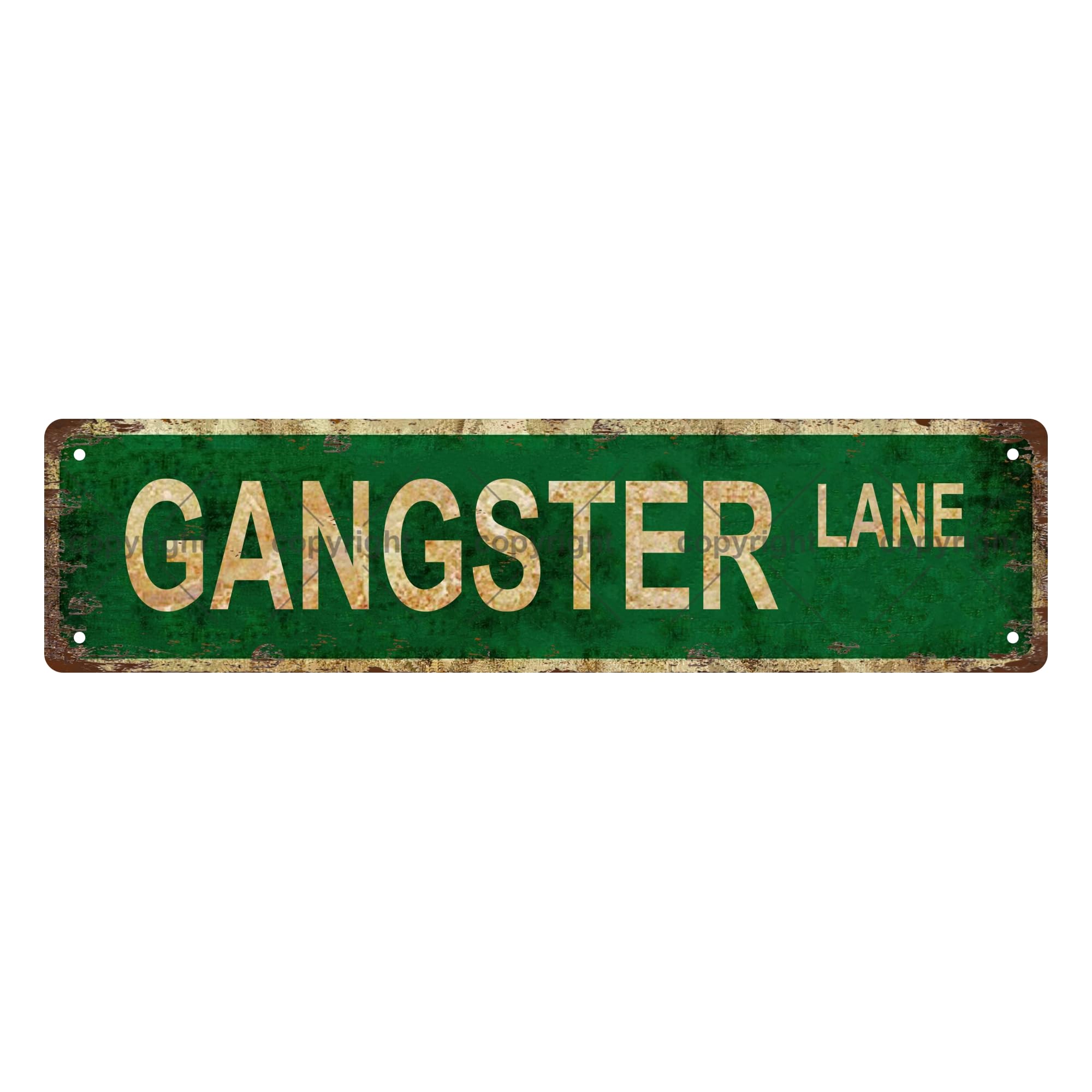 Gangster Lane Music Metal Tin Street Sign Bar Cafe Garage Cave Home Room Wall Bathroom Farmhouse Garden Porch Patio Decor,4x16 Inch