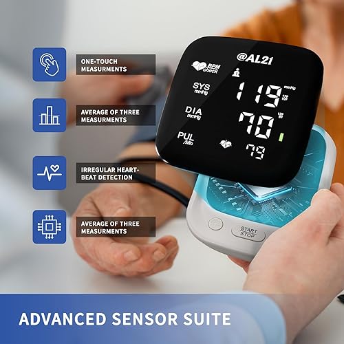 Miniatura 3 de Monitor de presión arterial para uso doméstico, monitor de presión arterial digital preciso y portátil con puño grande, monitor de frecuencia