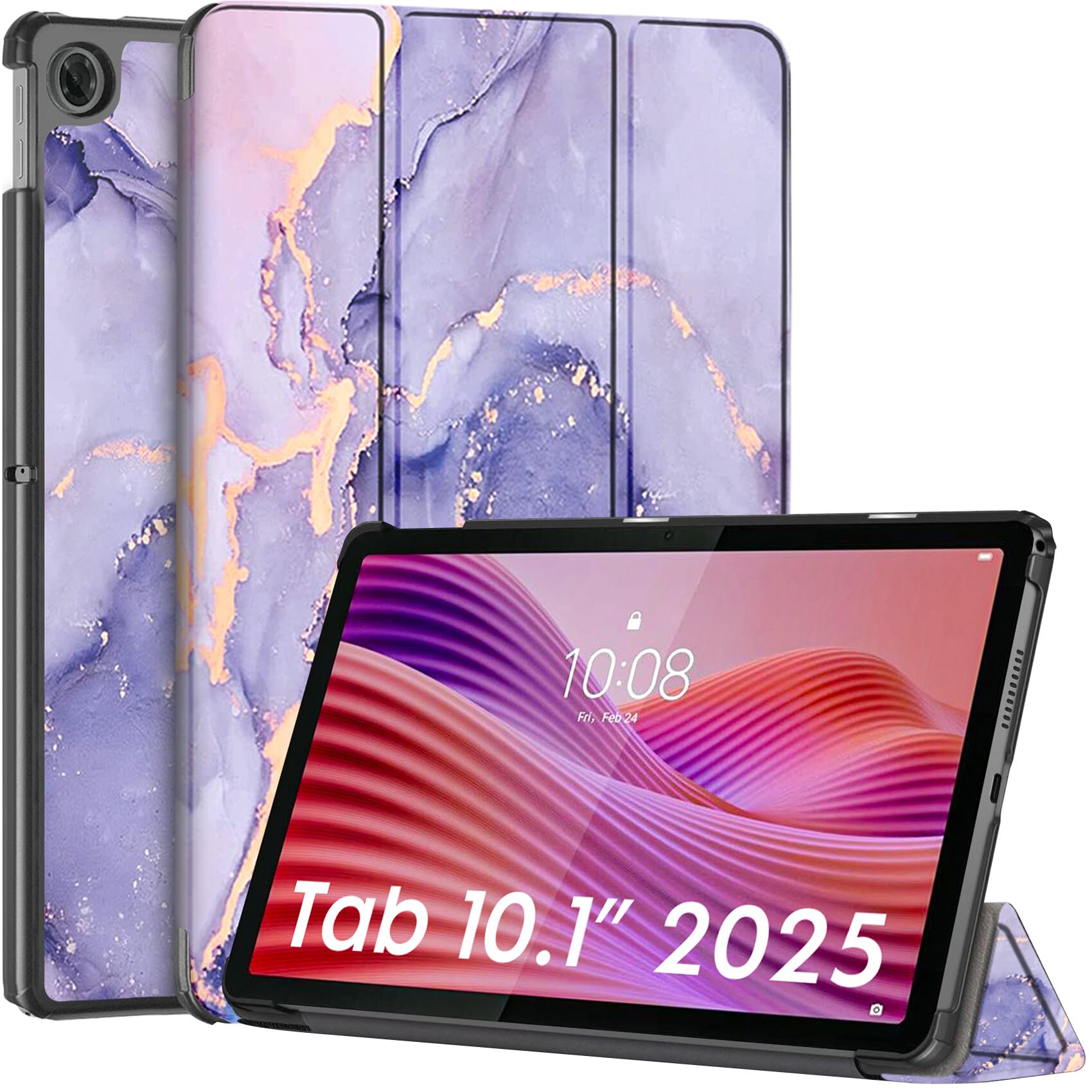 Robustrion Cover for Lenovo Tab 10.1 inch 2025 Cover Case, Trifold Flip Cover Case for Lenovo Tab 10.1" Tablet Cover TB-311FU/311XU - Marble Lilac-image-49