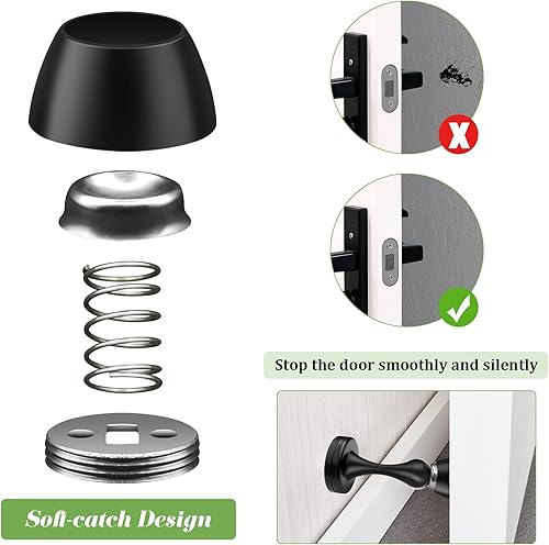 Miniatura 3 de Topes magnéticos para puerta, topes de puerta negros para la parte inferior de la puerta, montaje en pared, protector de pared magnético resistente,