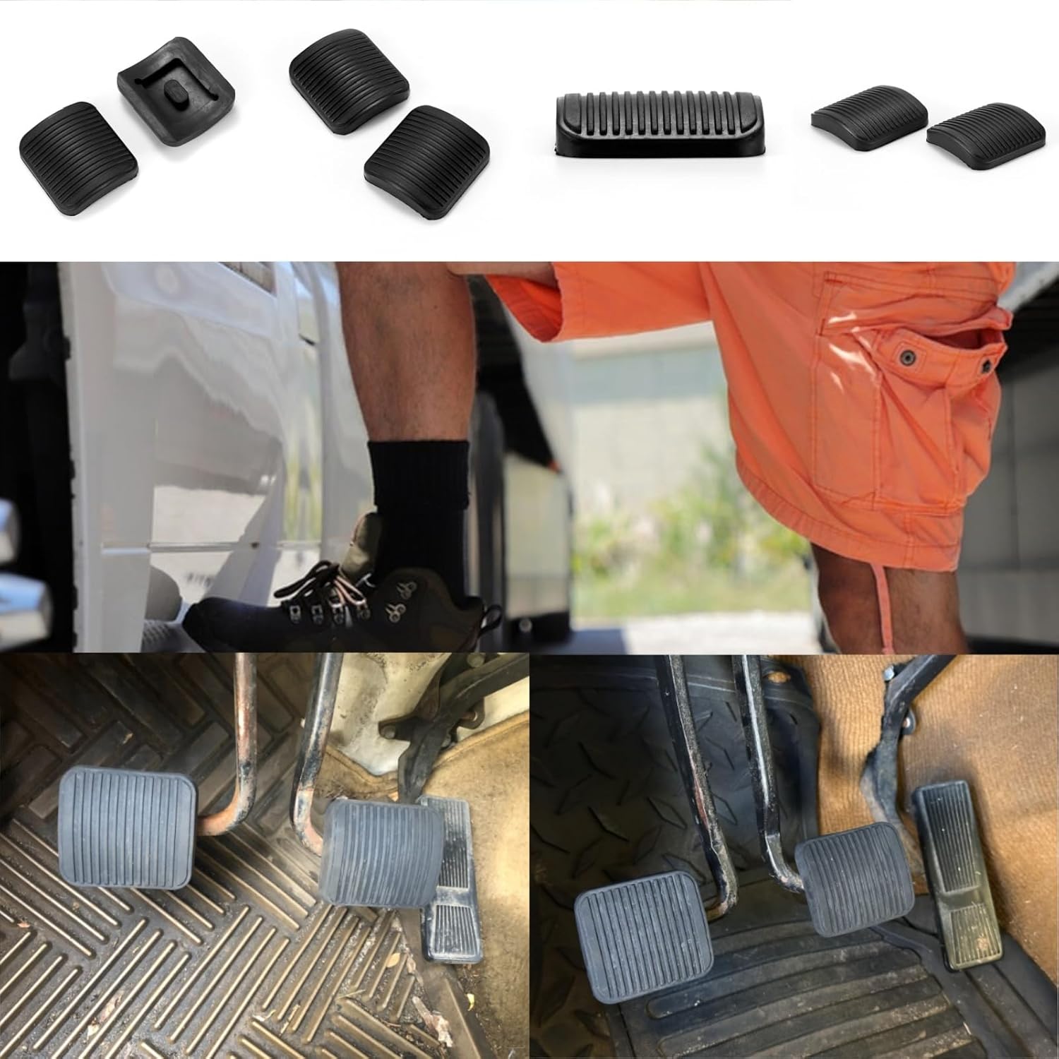 2PCS Brake and Clutch Pedal Pad, Anti-Slip Rubber Pedal Pad, Replacement Dodge 2002-2018 RAM 1500 2003-2018 RAM 2500 3500 1987-2018 Jeep Wrangler Cherokee 1984-2001 Cherokee 1986-1992 Comanche - Image 6