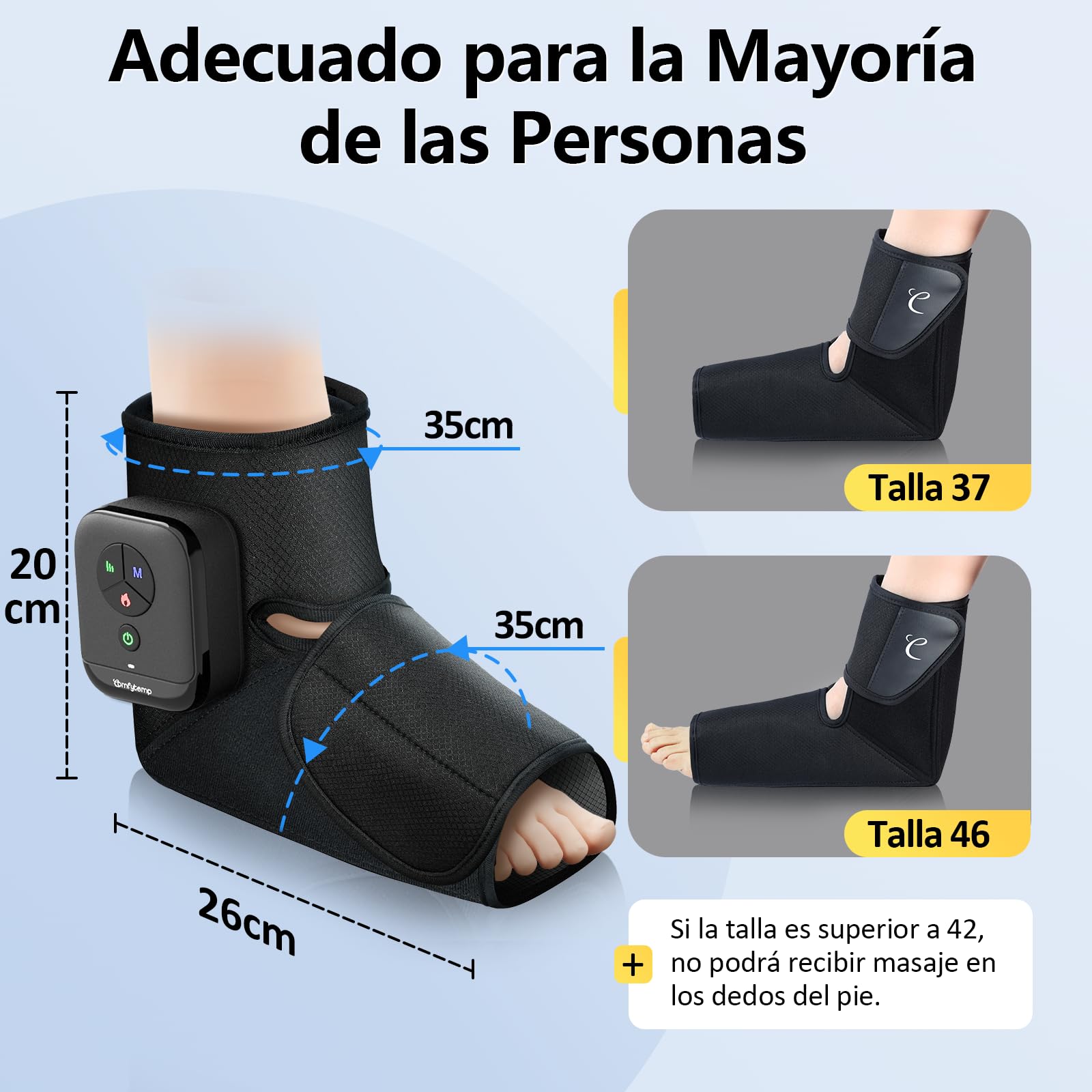 Comfytemp Masajeador de Pies Inalámbrico, Masaje de Compresión, Batería 2500mAh, Calefacción para los Pies, Masaje Personalizable para Tobillos, Talones, Plantas y Empeines, Adecuado para Papá y Mamá