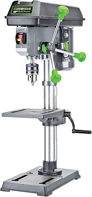Genesis GDP1005A 10" 5-Speed 4.1 Amp Drill Press with 5/8" Chuck, Integrated LED Work Light, and Table that Rotates 360° and Tilts 0-45°