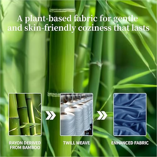 Miniatura 5 de Shilucheng Sábanas 100% viscosa derivada de bambú, tamaño Queen, 4 piezas, ultra refrescantes y sedosas, bolsillo profundo de 16 pulgadas, perfectas