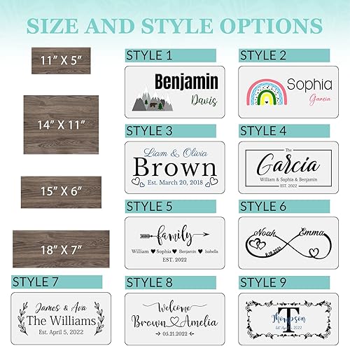 Miniatura 4 de SIMIEEK Letreros de madera personalizados con nombre de la familia para decoración del hogar placa de nombre de madera personalizada con texto para