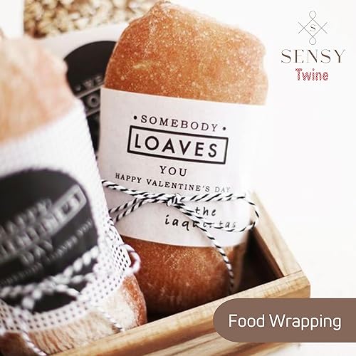 Miniatura 4 de Sensy - Cordón de algodón a rayas para panaderos de alta calidad para manualidades y envoltura de regalos (rojo y blanco)