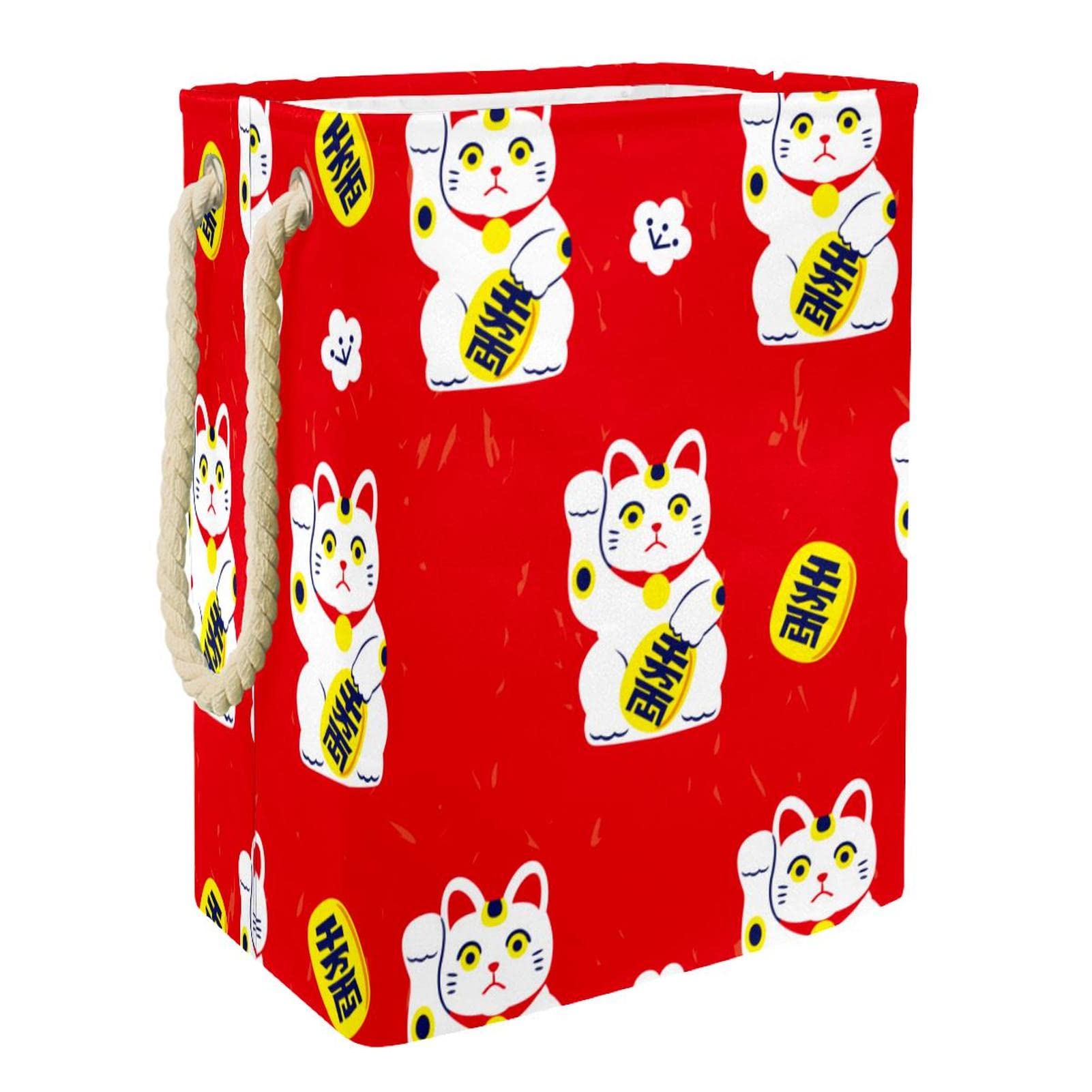 Panier à linge personnalisé chat Neko rouge : fini le linge qui traîne