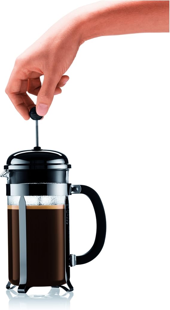 Bodum 1.0 Litre Stainless Steel Chambord Set Coffee Maker 8 Cup and 0.35 Lire Vacuum Travel Mug