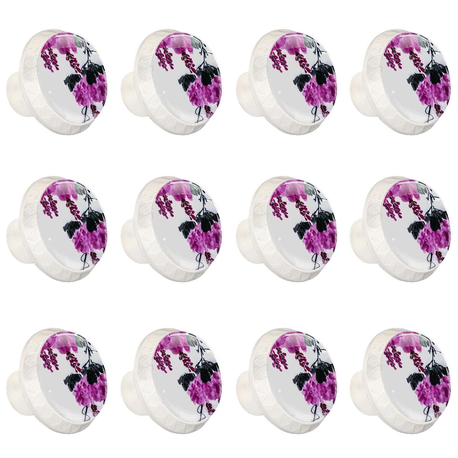 Boutons de tiroirs de placard ronds de haute qualité avec peinture florale 12pcs
