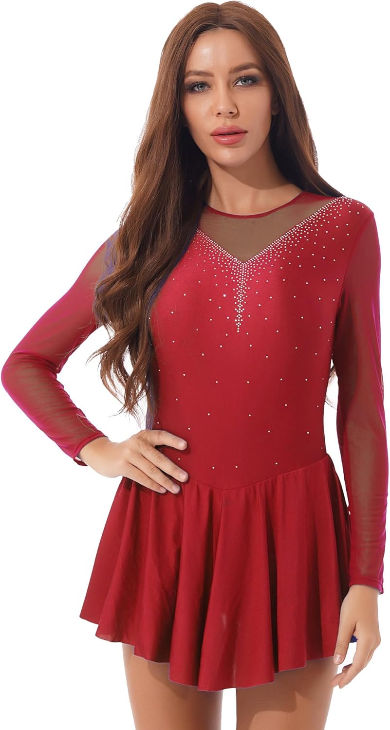 Elegantes Eiskunstlauf Kleid Mit Strass - Atmungsaktiv & Dehnbar Für Tanz & Performance