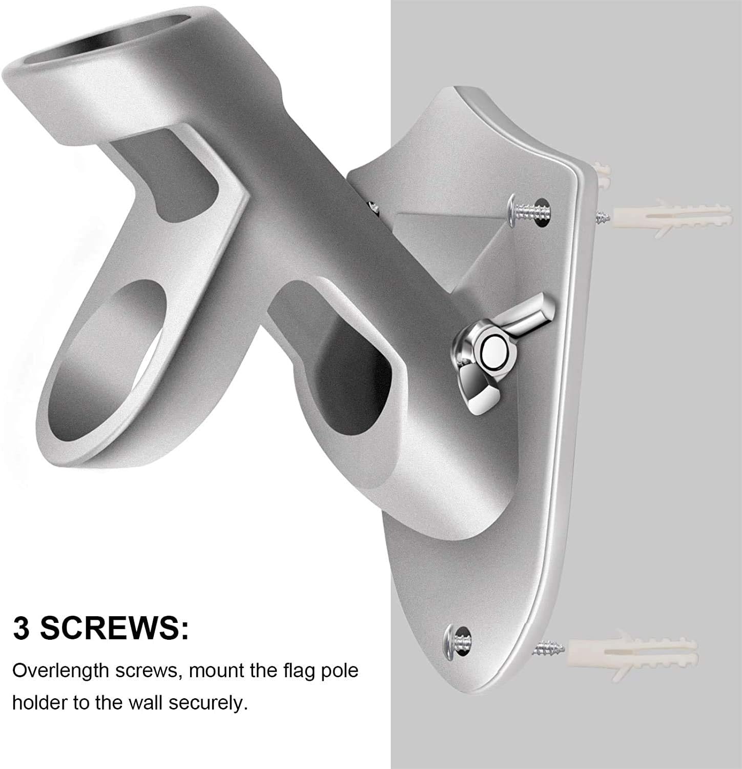 PARTAKER Flag Pole Holder Mounting Bracket, Two-Position American Flag Pole Holder Bracket - Aluminum with Rust Free Coat, 1'' Inner Diameter (Silver)