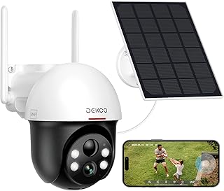 DEKCO 5MP Security Camera Outdoor Wireless Solar【New Version】, CCTV Camera Systems, WiFi Camera with Color Night Version, 360° Pan & 90° Tilt Camera, Motion Detection & Siren, Two-Way Audio, IP65