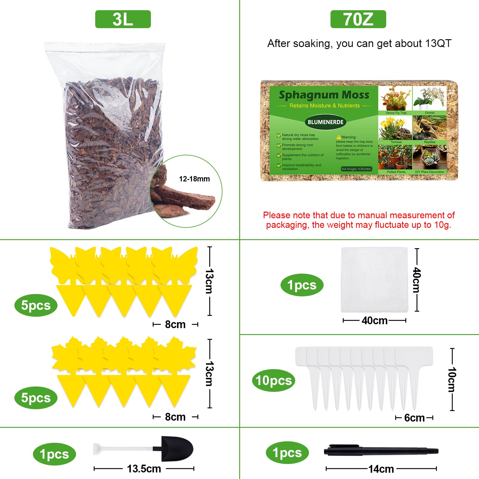 Sustrato 3L Corteza de Pino Corteza para Orquídea y 200g Musgo Sphagnum para Orquideas Musgo Natural Vivo, con 5 Regalos de Jardinería