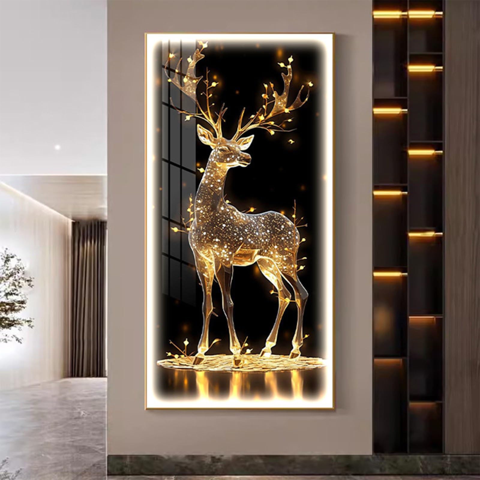 Peintures Décoratives Lumineuses Télécommandées : Éclairage Mural 3D Salon et Chambre Or