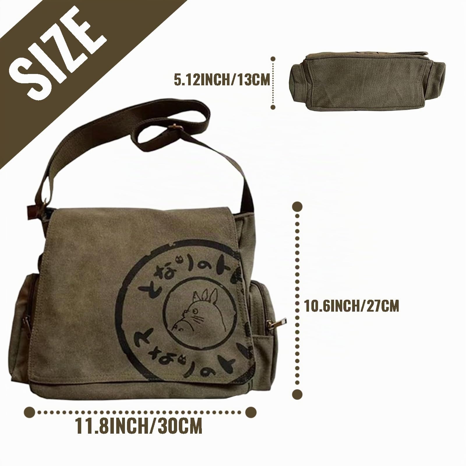 Japonés nuevo 2012 mi vecino Totoro lona mensajero bolsas de dibujos animados estudiantes libro Crossbody bolsas con múltiples bolsillos
