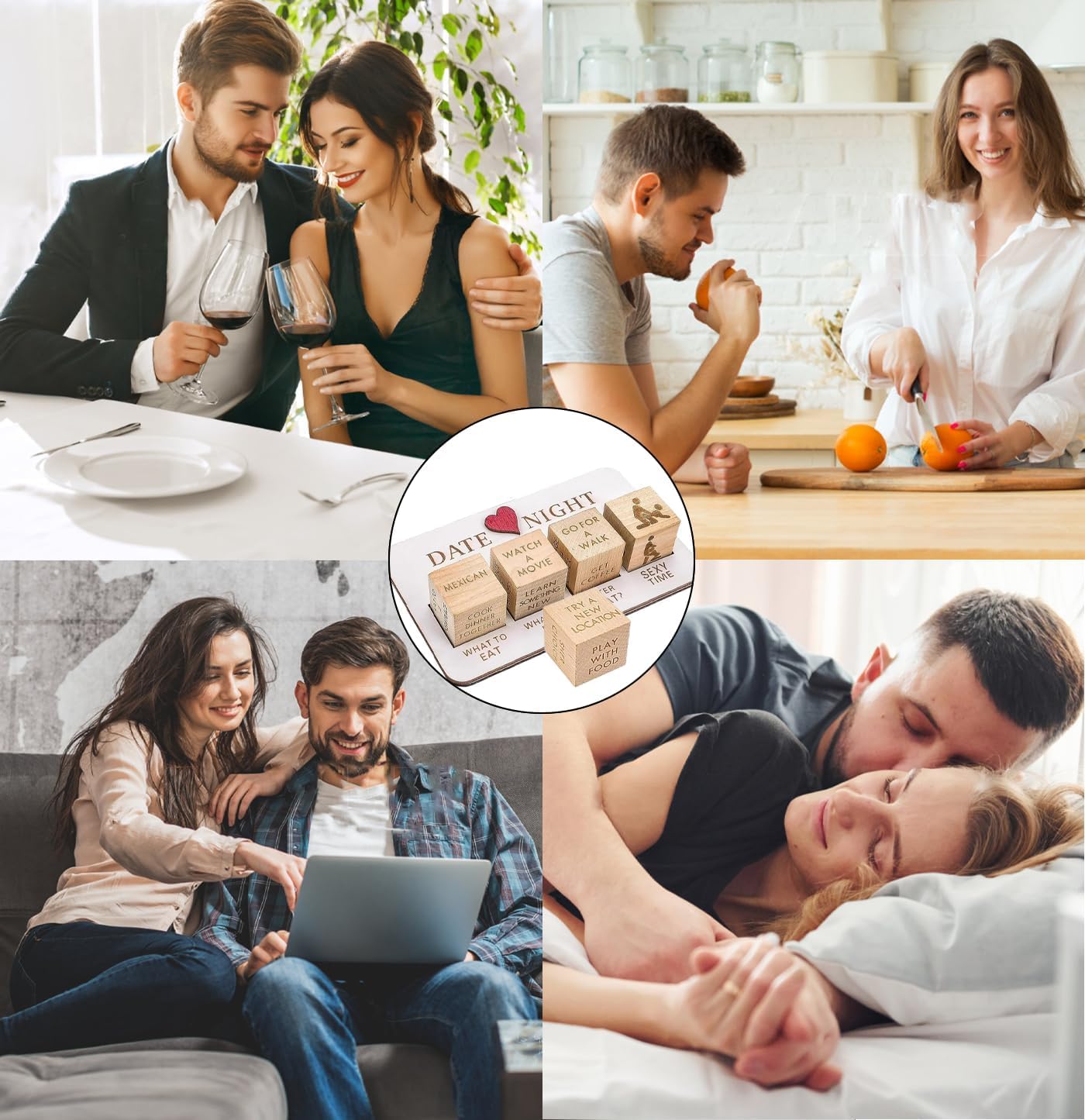 Date Night Dice for Couples,Dice for Date Night Valentine,Couples Night Date Wooden Dice Game,Couples Game Set,Funny San Gift