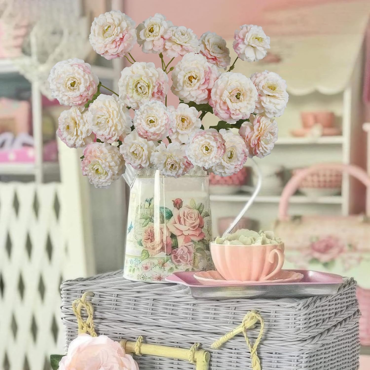 3 Pcs Artificial Flowers Spring Summer Silk Zinnia Flowers with Stems Zinnia Elegans Artificial Flowers for Outdoors Floral Arrangement Table Centerpieces Wedding Party Home Decor Champagne Pink - Image 6