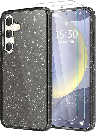 Miniatura 85 de Funda con purpurina diseñada para iPhone 15 Pro Max, con [2 unidades] protector de pantalla y [paquete de 3] protector de lente de cámara brillante