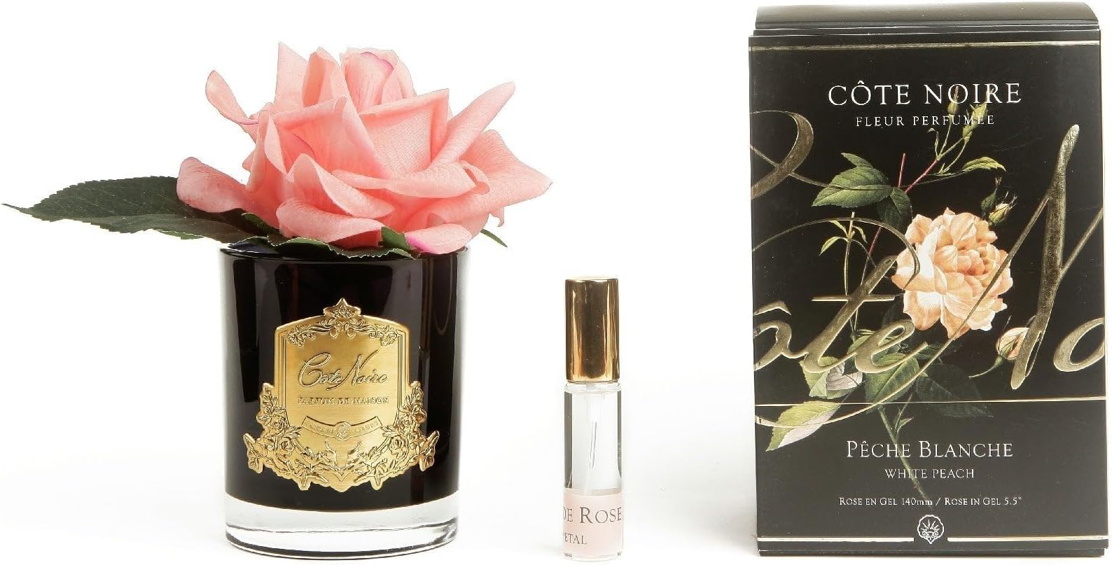 Cote Noire Perfumed Natural Touch Rose White Peach / Black Glass