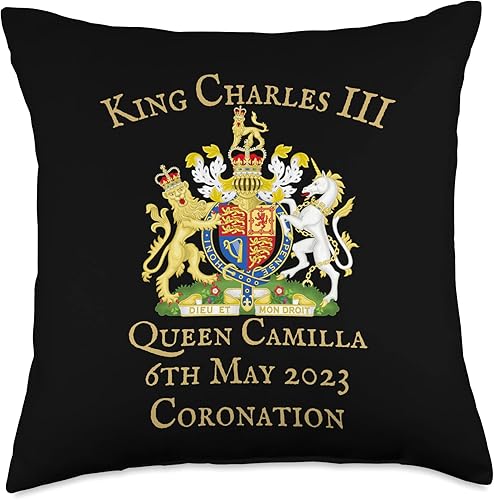 KING CHARLES III, GREAT BRITISH MONARCH, UK FLAG Charles and Camilla Royal Coronation 2023 - Almohada para abrigo, 18 x 18 pulgadas, multicolor