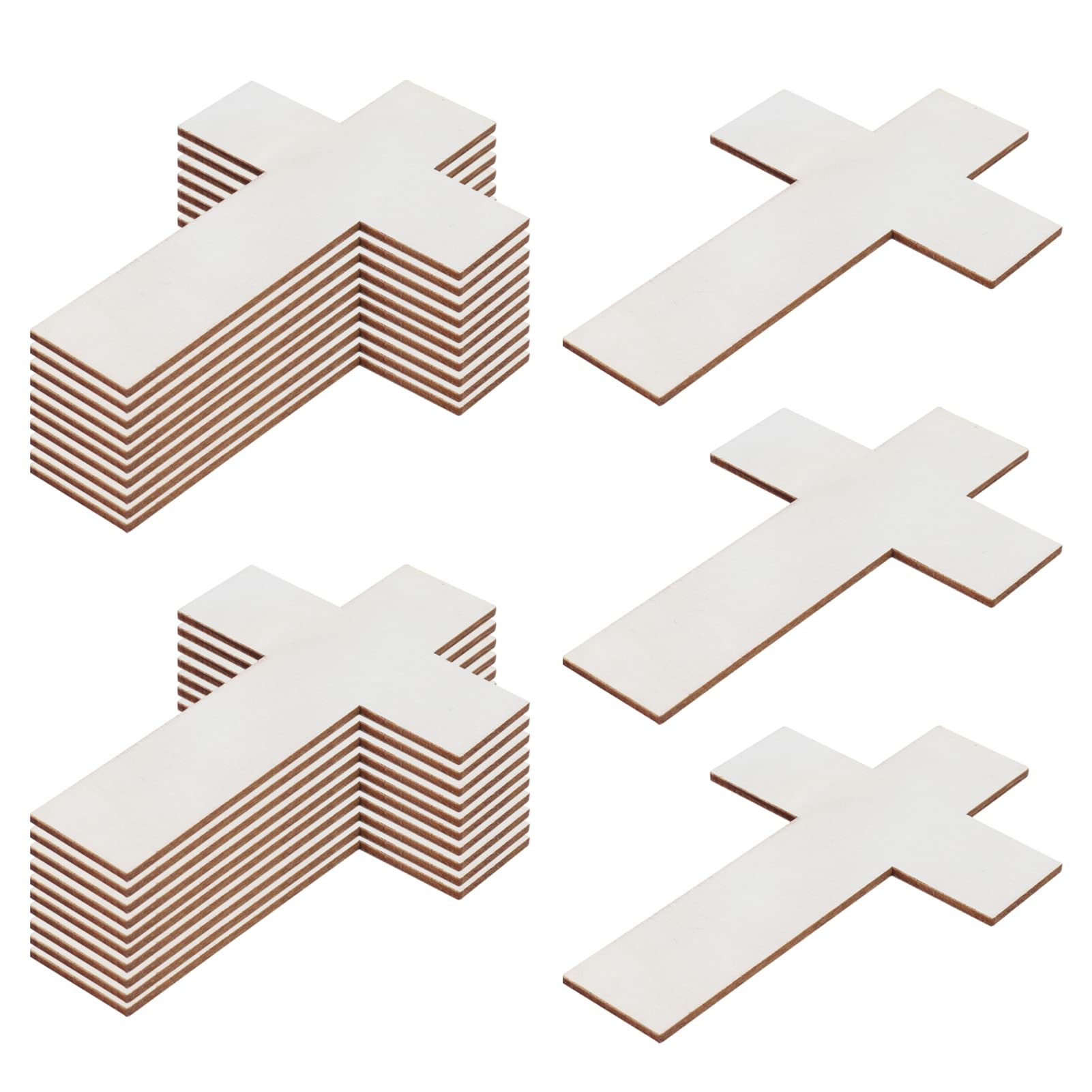 36Pcs Blank Wood Cutouts,Wooden Cross Ornaments Wood Chip Wooden Slices Unfinished Cross Wooden Pieces Plaques Plywood Cutouts Crafts Ornaments Memorial Crucifix for DIY Arts Craft