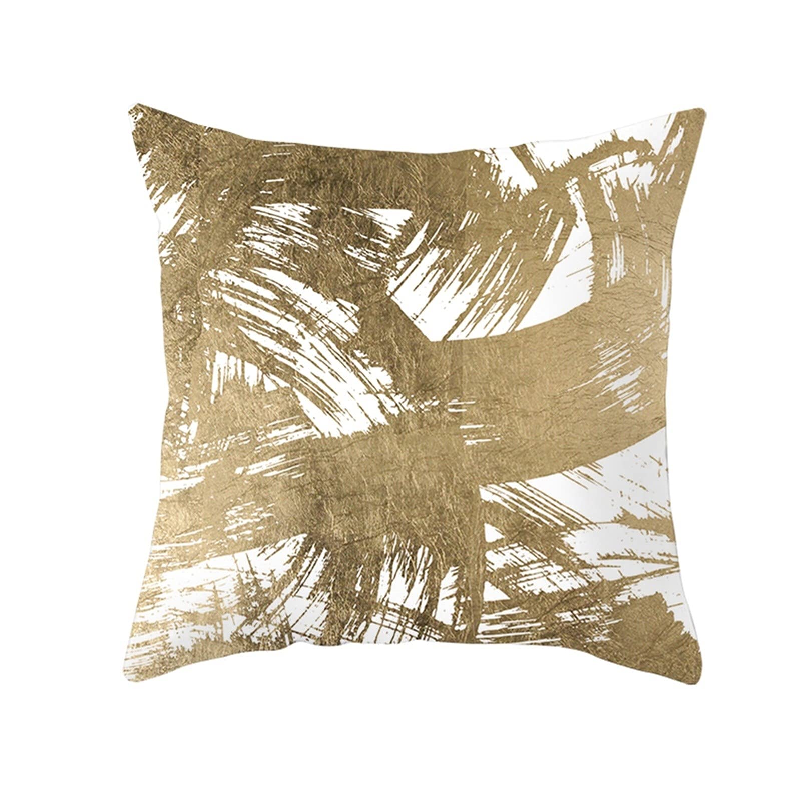 Daesar Decorative Pillow Cases Standard Size, Cushion Covers Outdoor White Brown Pillowcase Covers 16x16 Inch 40x40CM Brush Painting, Polyester, 1PCS