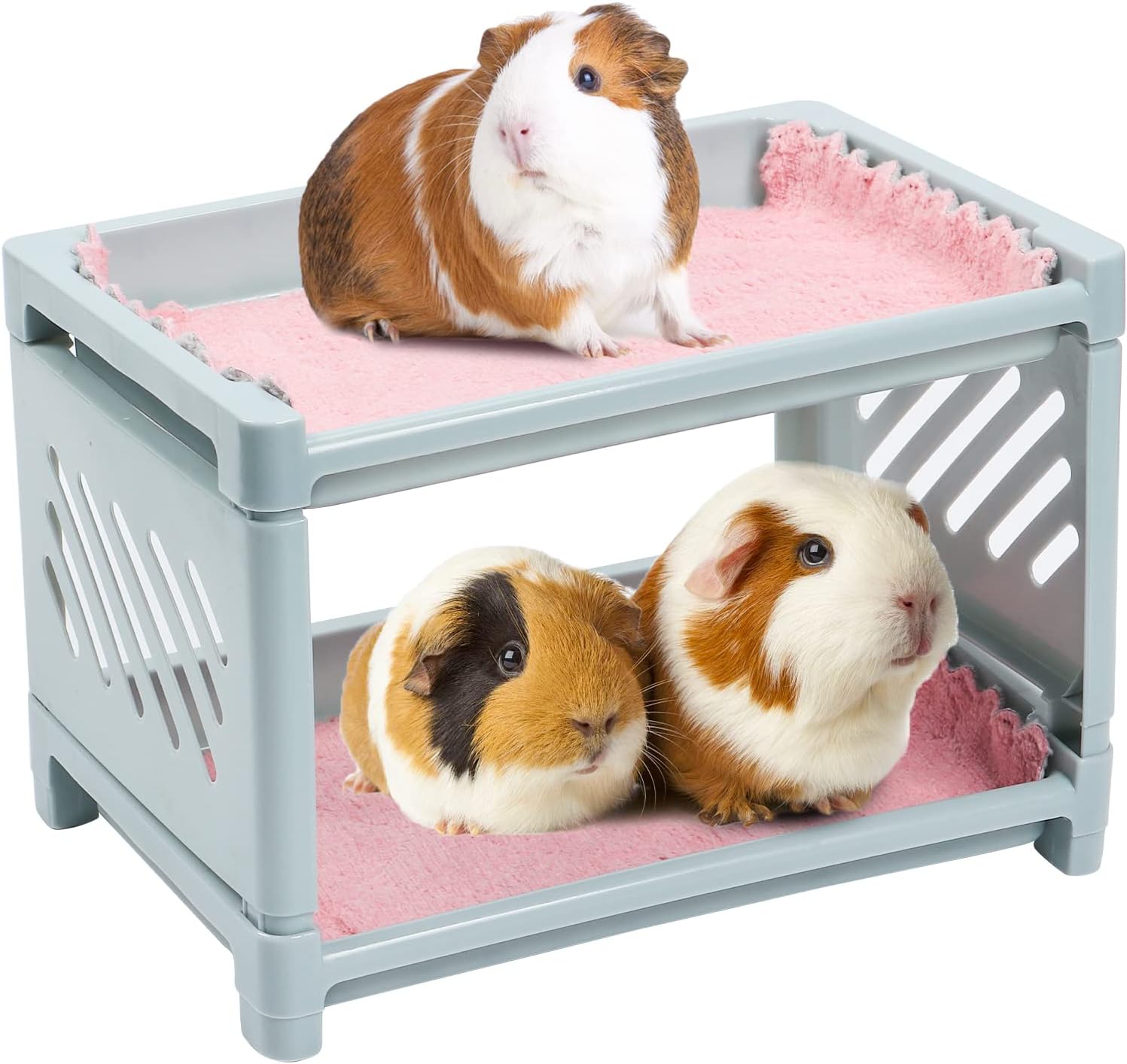 Guinea Pig Bunk Bed with 4 Mats, Guinea Pig Hideout, Dwarf Rabbit Bed, Guinea Pig Cage Accessories, Guinea Pig Toys for Hamsters Sugar…