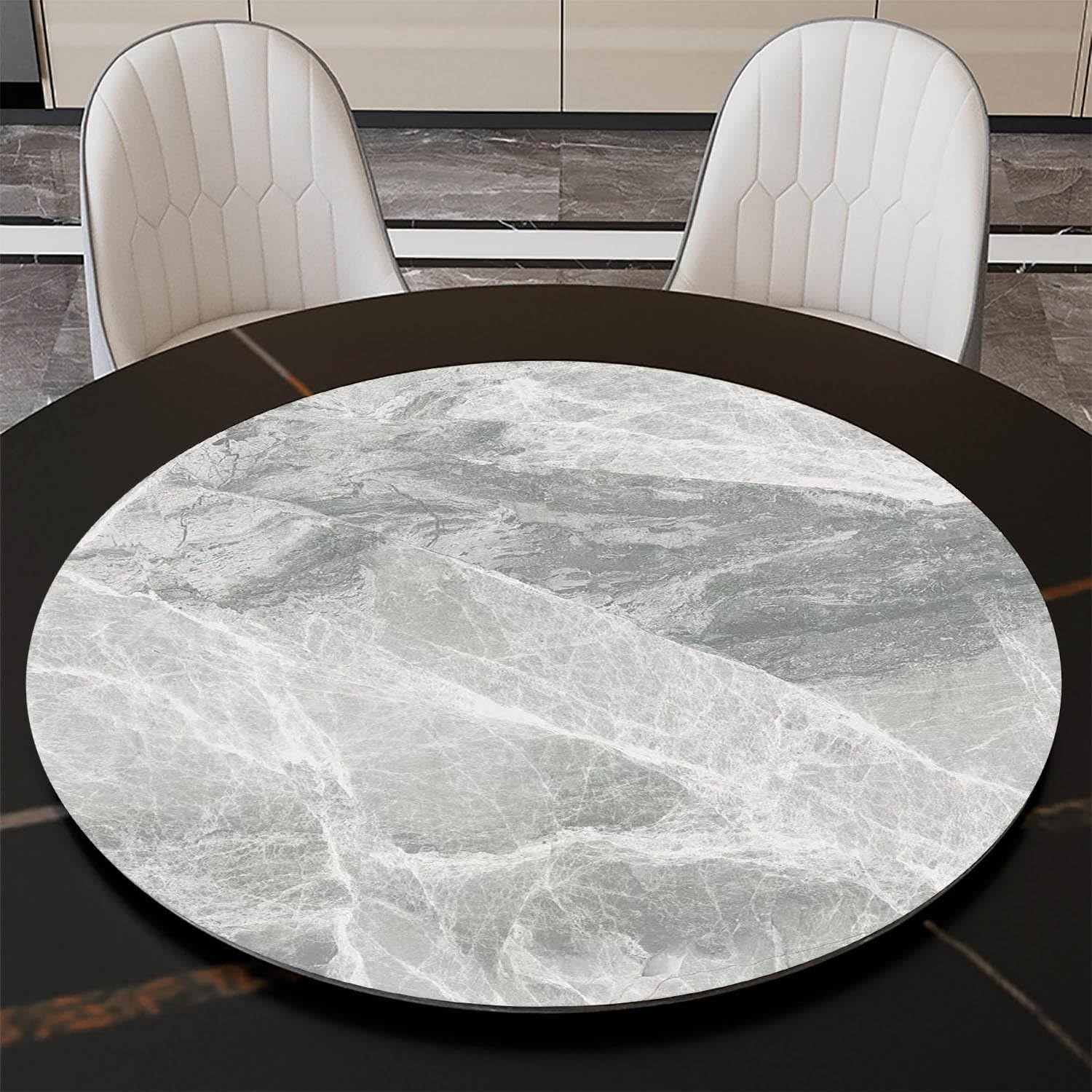 Grande Plateau Tournant Rotatif en Ardoise, Ø 60cm-100cm Lazy Susan Plateau de Service, Rotation À 360 Degrés, Facile À Partager Les Aliments(Glossy Light Gray,36"/90cm)