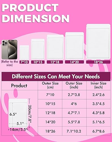 Miniatura 2 de Paquete de 100 bolsas de embalaje resellables de doble cara para pequeñas empresas, a prueba de olores, para almacenamiento de alimentos, bolsas